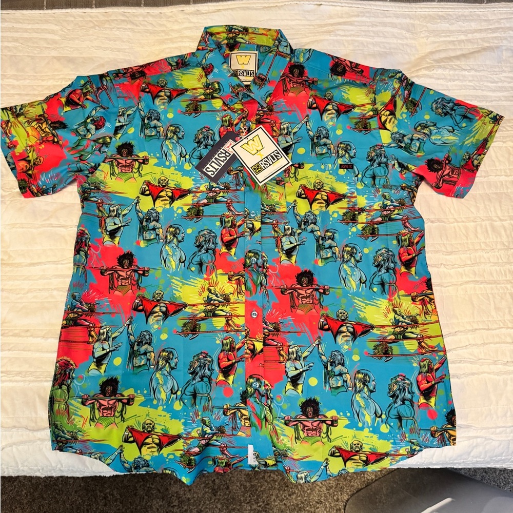 RSVLTS WWE Hulk Hogan Ultimate Warrior Casual Button Down Shirt 2XL